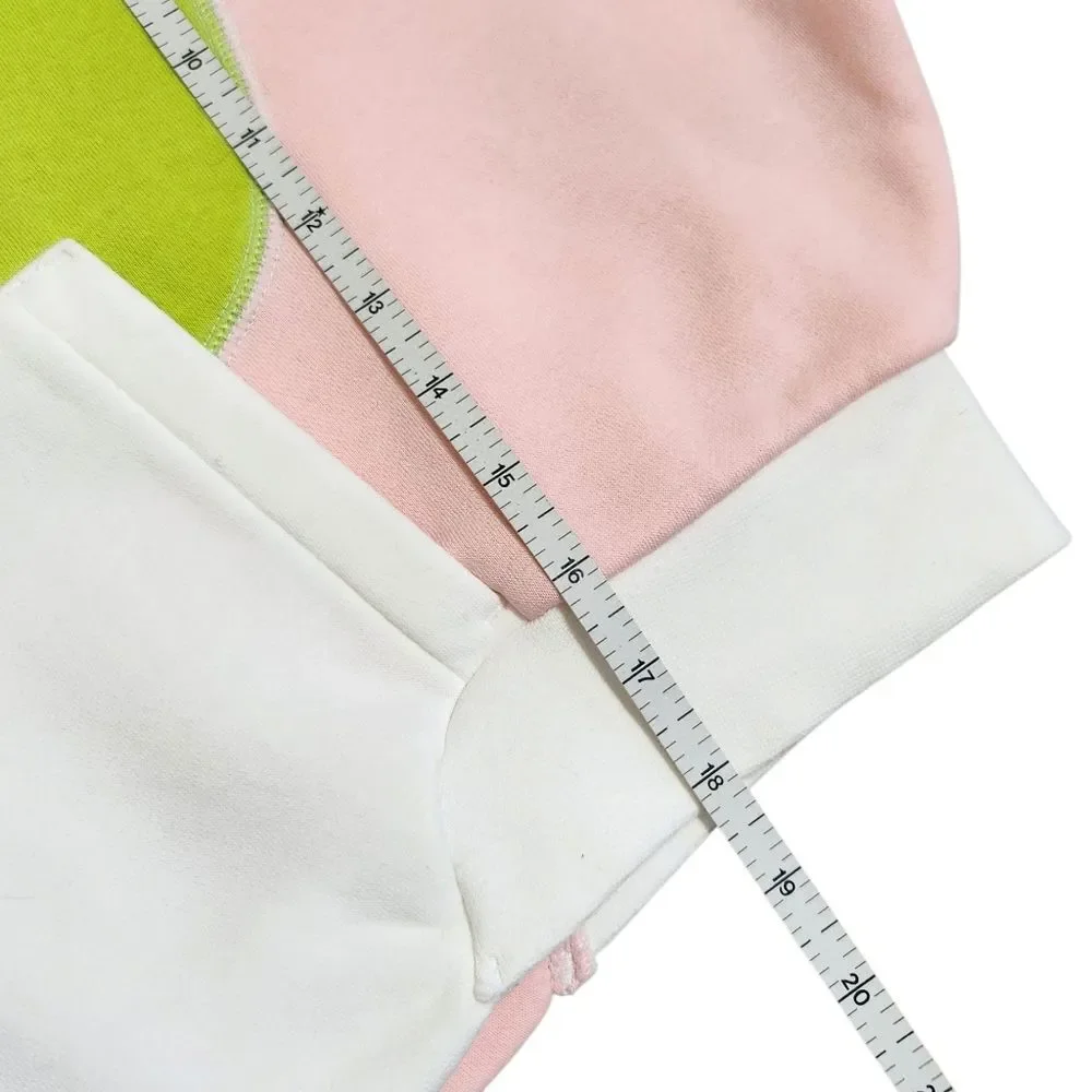 Nike Retro Lime Pink Quirky Colorblock Fleece Oversized Cropped Hoodie Medium